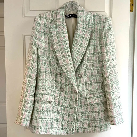 SOLD 💟 ZARA Double-breasted Textured Weave Size Large - Picture 6 of 16